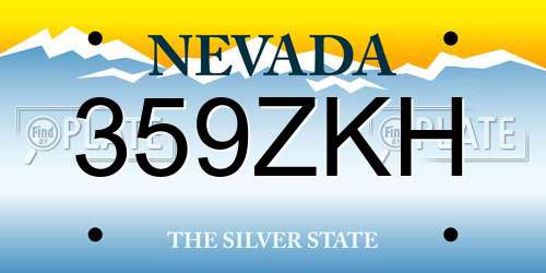 359ZKH Nevada License Plate