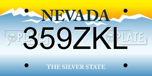 359ZKL Nevada License Plate