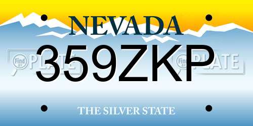 359ZKP Nevada License Plate
