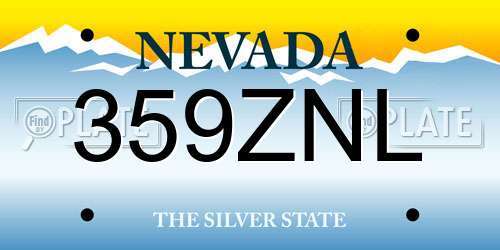 359ZNL Nevada License Plate