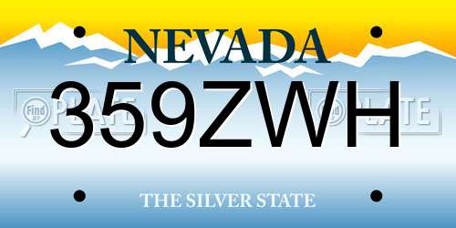 359ZWH Nevada License Plate