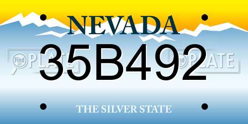35B492 Nevada License Plate