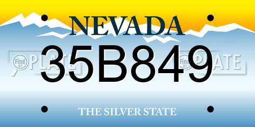 35B849 Nevada License Plate