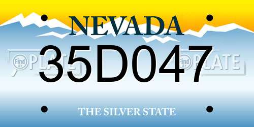 35D047 Nevada License Plate