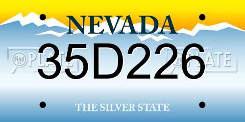 35D226 Nevada License Plate