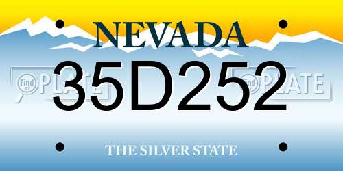 35D252 Nevada License Plate