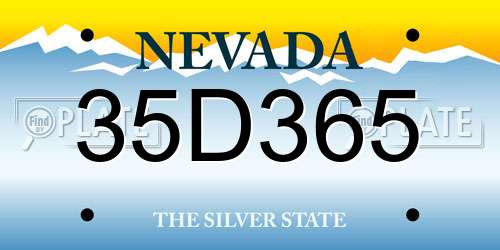 35D365 Nevada License Plate