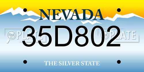 35D802 Nevada License Plate