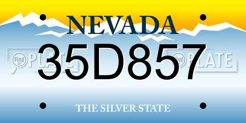 35D857 Nevada License Plate