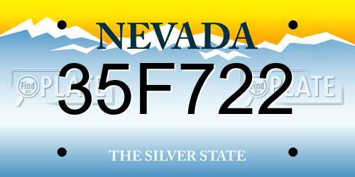 35F722 Nevada License Plate