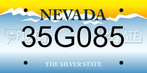 35G085 Nevada License Plate