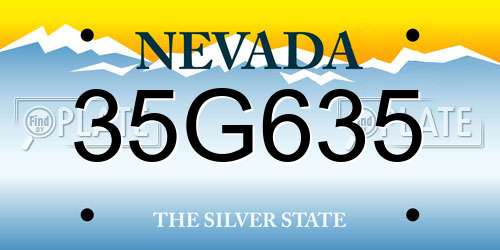 35G635 Nevada License Plate