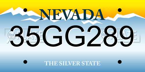 35GG289 Nevada License Plate