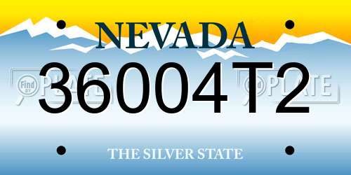 36004T2 Nevada License Plate