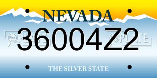 36004Z2 Nevada License Plate