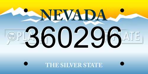 360296 Nevada License Plate