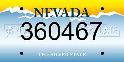 360467 Nevada License Plate