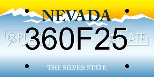 360F25 Nevada License Plate
