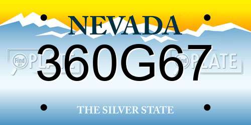 360G67 Nevada License Plate