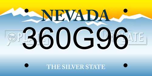 360G96 Nevada License Plate