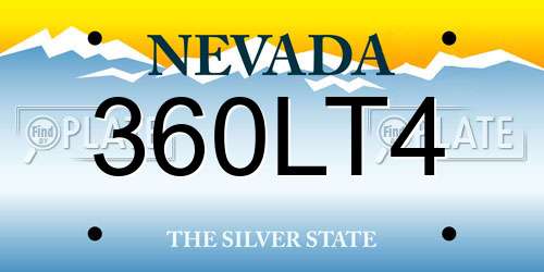 360LT4 Nevada License Plate