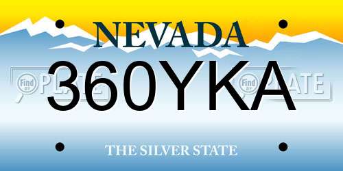 360YKA Nevada License Plate