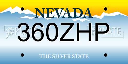 360ZHP Nevada License Plate