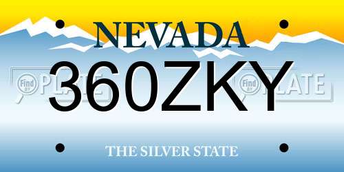 360ZKY Nevada License Plate
