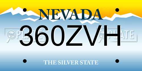 360ZVH Nevada License Plate