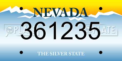 361235 Nevada License Plate