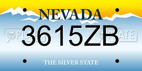 3615ZB Nevada License Plate