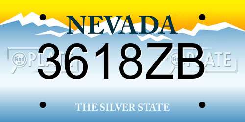 3618ZB Nevada License Plate