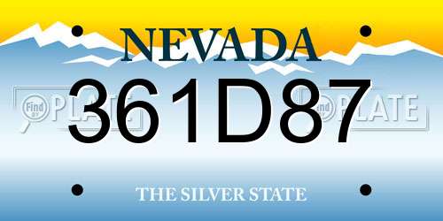 361D87 Nevada License Plate