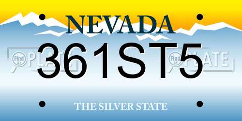 361ST5 Nevada License Plate