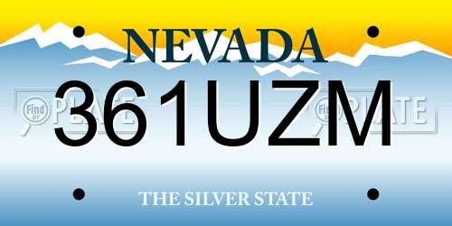 361UZM Nevada License Plate