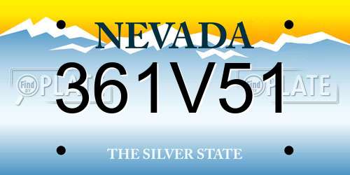 361V51 Nevada License Plate