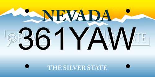 361YAW Nevada License Plate