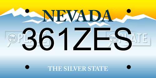 361ZES Nevada License Plate