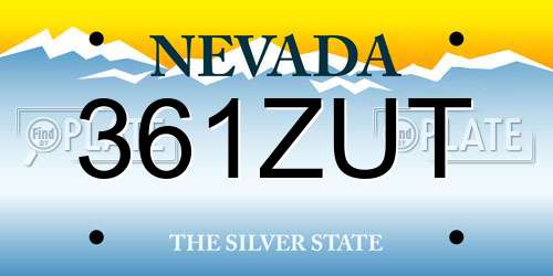 361ZUT Nevada License Plate