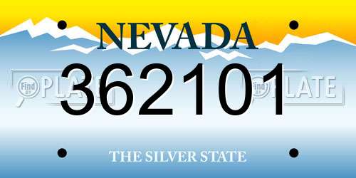 362101 Nevada License Plate