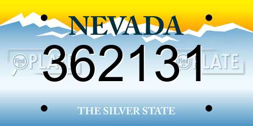 362131 Nevada License Plate