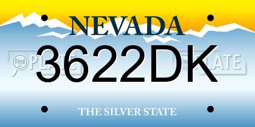 3622DK Nevada License Plate