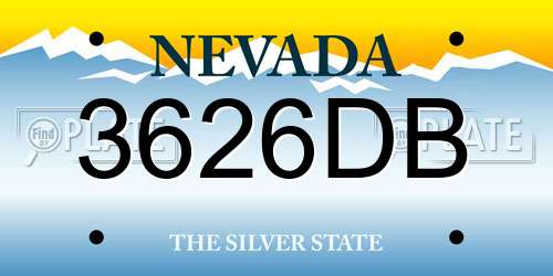 3626DB Nevada License Plate