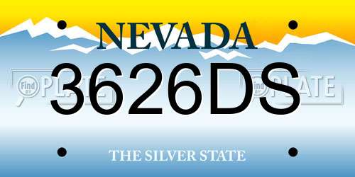 3626DS Nevada License Plate