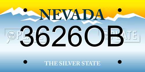 3626OB Nevada License Plate