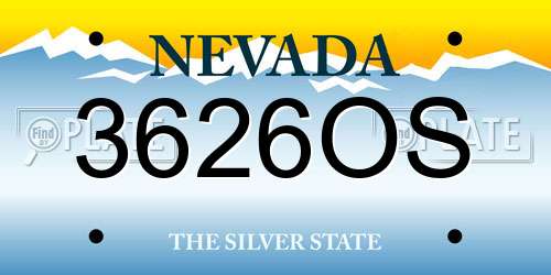 3626OS Nevada License Plate