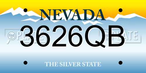3626QB Nevada License Plate