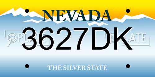 3627DK Nevada License Plate