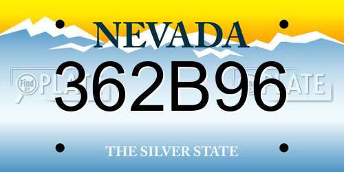 362B96 Nevada License Plate