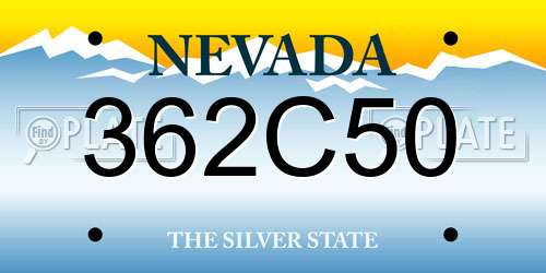 362C50 Nevada License Plate